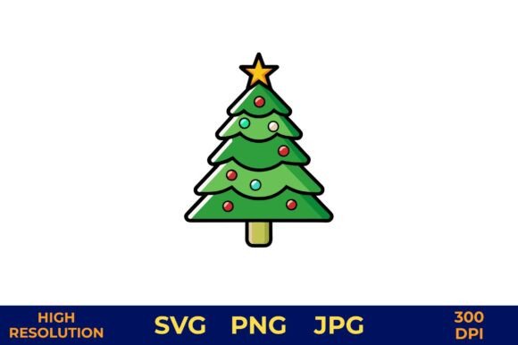 Cartoon Christmas Tree with Star: A Seasonal Illustration for Content Creators
