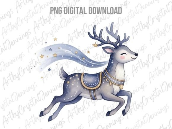 Celestial Christmas Reindeer PNG: A Unique Illustration for Designers