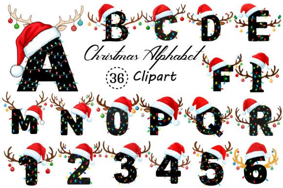 Christmas Alphabet PNG Clipart for Editorial and Web Design