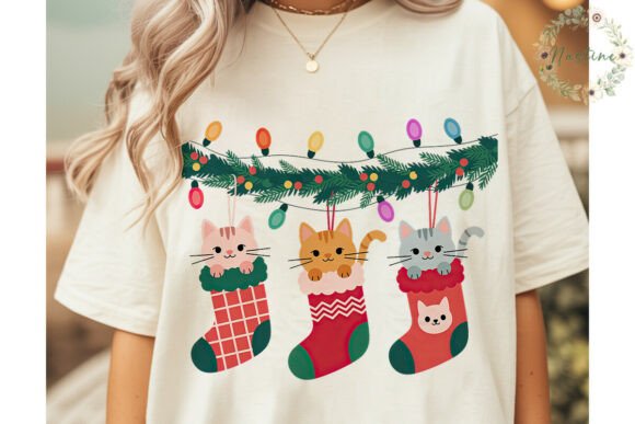 Christmas Cats Stockings PNG Clipart – A Festive Illustration for Digital Sellers