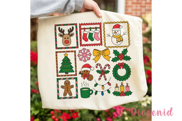Christmas Doodle Collage PNG Clipart: A Festive Graphic Design Asset for Local Business Branding