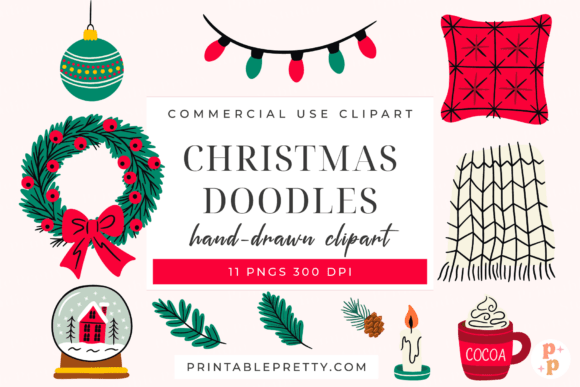 Christmas Doodles Clipart PNG Pack: A Playful Illustrations Boost for Content Creators