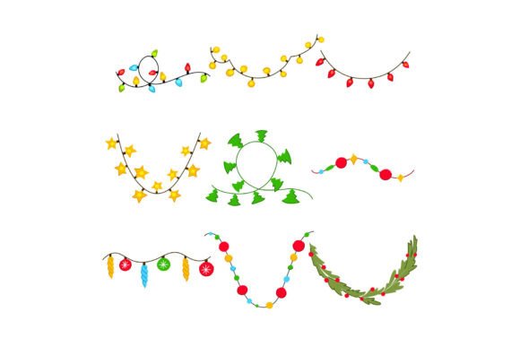 Christmas Garland Collection Featuring V: A Festive Graphic Design Asset for Handmade Creations