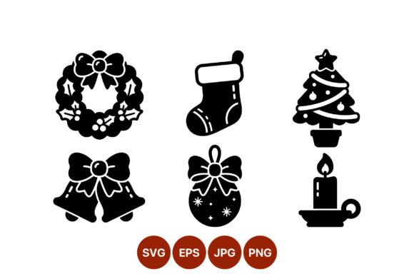 Christmas Icons Black and White: A Versatile Graphic Design Asset for Crafters