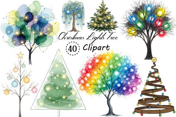 Christmas Lights Tree Clipart PNG: A Festive Graphic Design Asset for Local Business Branding