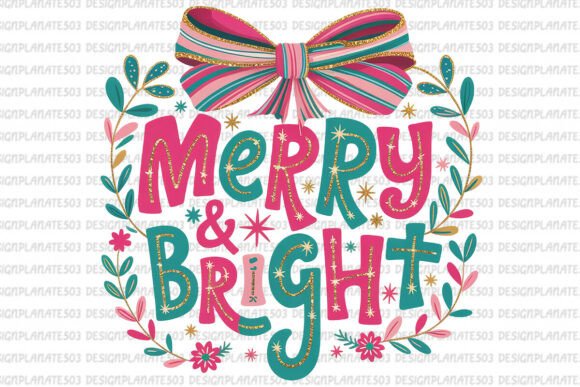 Christmas Merry Bright Png: A Vibrant Illustration Asset for Content Creators