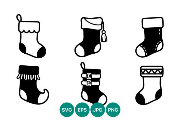 Christmas Stockings Icons Black and: A Polished Illustration for Content Creators