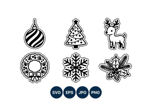 Christmas Tree Reindeer Wreath Holly Illustrations: A Festive Design Asset Review