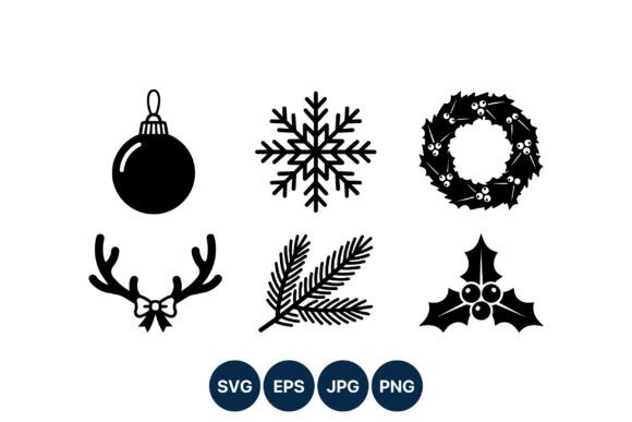 Christmas Wreath Antlers Snowflake Illustrations for Real-World Crafting