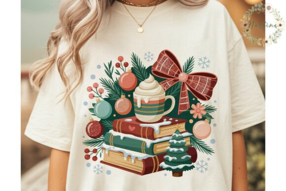 Cozy Christmas Book Stack PNG Clipart: A Festive Illustration for Handmade Projects