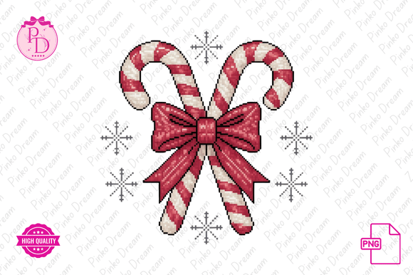 Cute Christmas Candy Cane Bow for Real Embroidery Projects