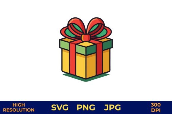 Festive Christmas Gift Box with Ribbon Illustrations: A Designer’s Take