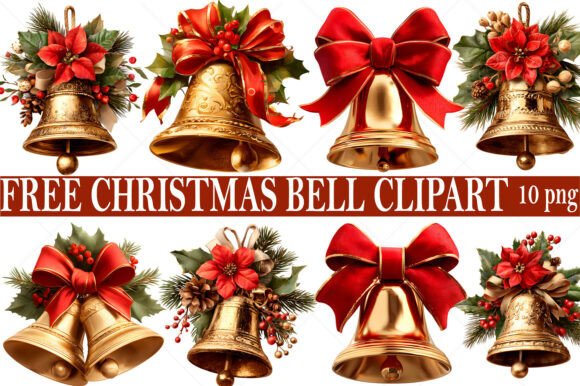 Free Watercolor Christmas Bell Clipart for Creative Freebies