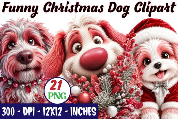 Funny Christmas Dog Clipart Bundle: A Freebie for Festive Digital Products