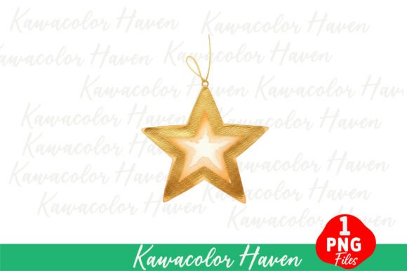 Gold Star Christmas Ornament Illustration for Professional Design Projects
