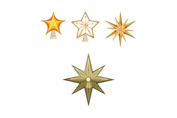 Golden Star Christmas Tree Toppers in Illustrations: A Designer’s Perspective