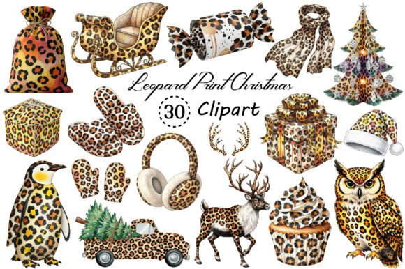 Leopard Print Christmas Clipart PNG: A Versatile Illustration for Digital Sellers