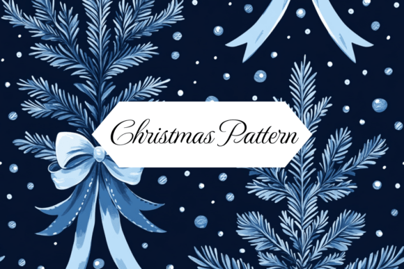 Midnight Christmas Ribbon Spruce Pattern: A Designer's Take on a Festive Illustration Asset