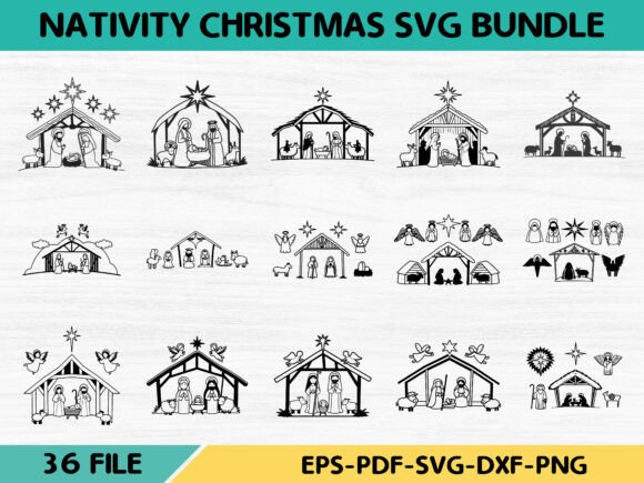 Nativity Christmas Illustrations for Seasonal Design Projects