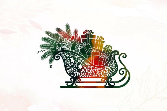 Ornate Sleigh with Christmas Gifts Illustration Review