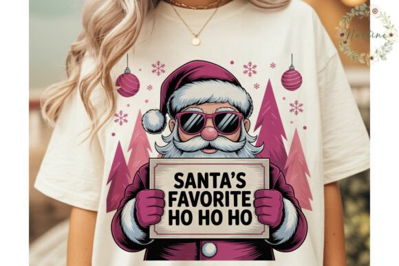 Pink Santa Sunglasses Christmas PNG: A Festive Illustration for Handmade Projects
