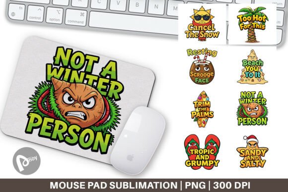 Salty Tropical Christmas Mouse Pad PNG: A Vibrant Illustration for Festive Design Projects
