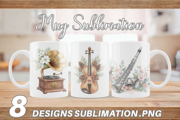 Victorian Musical Christmas Mug Wrap PNG Review for Digital Sellers