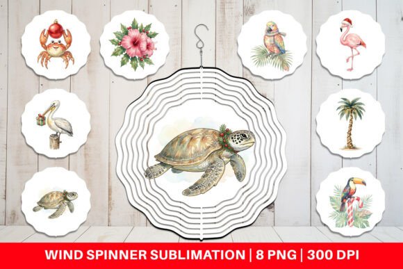 Vintage Tropical Christmas Wind Spinner: A Unique Illustration for Seasonal Design Projects