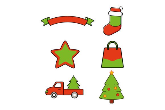 Winter Glow Christmas Flat Icon Set – Fe: A Versatile Illustration for Holiday Branding
